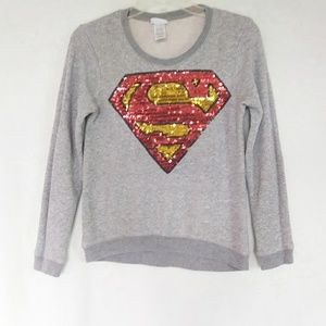 Official Superman sequin gray crewneck